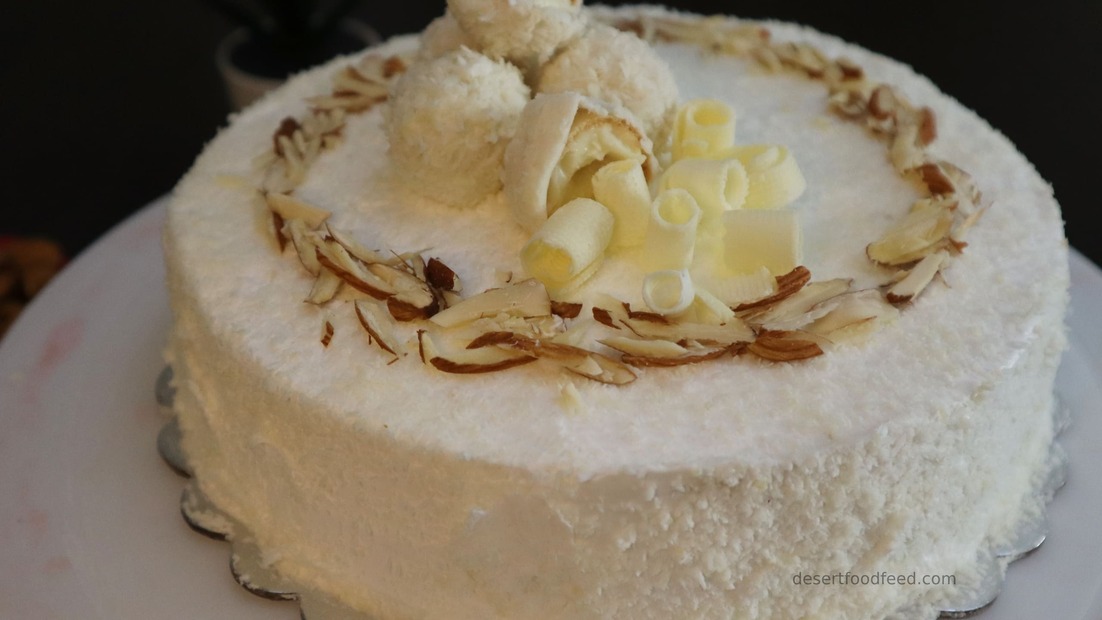 Raffaello Cake Eggless Almond Coconut Cake